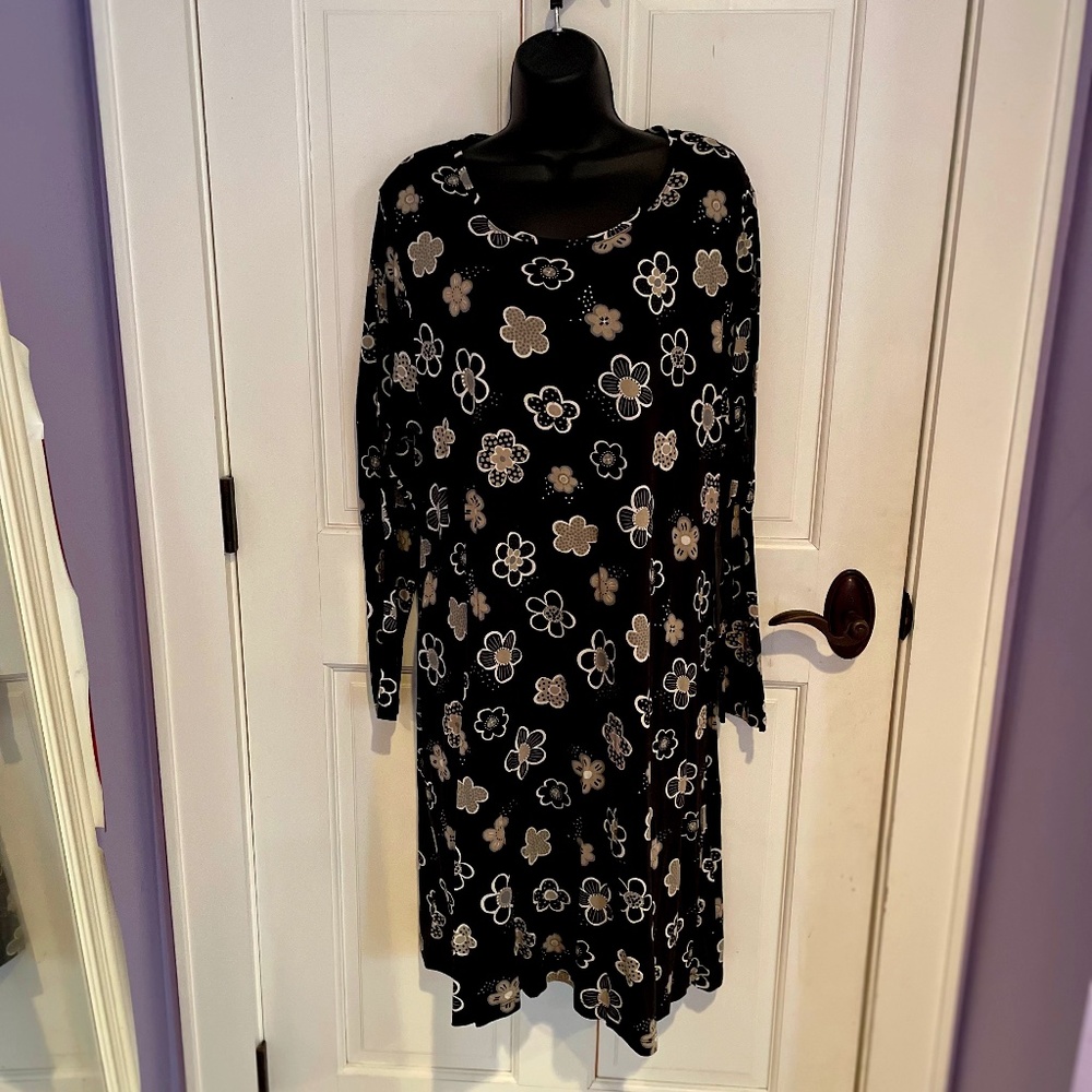 EUC Gudrun Sjödén Aria Jersey Tunic, XL black floral
